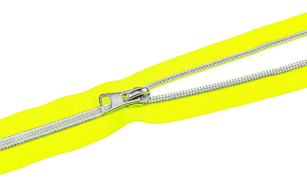 endlos Reißverschluss Neon Gelb Silber 5m 