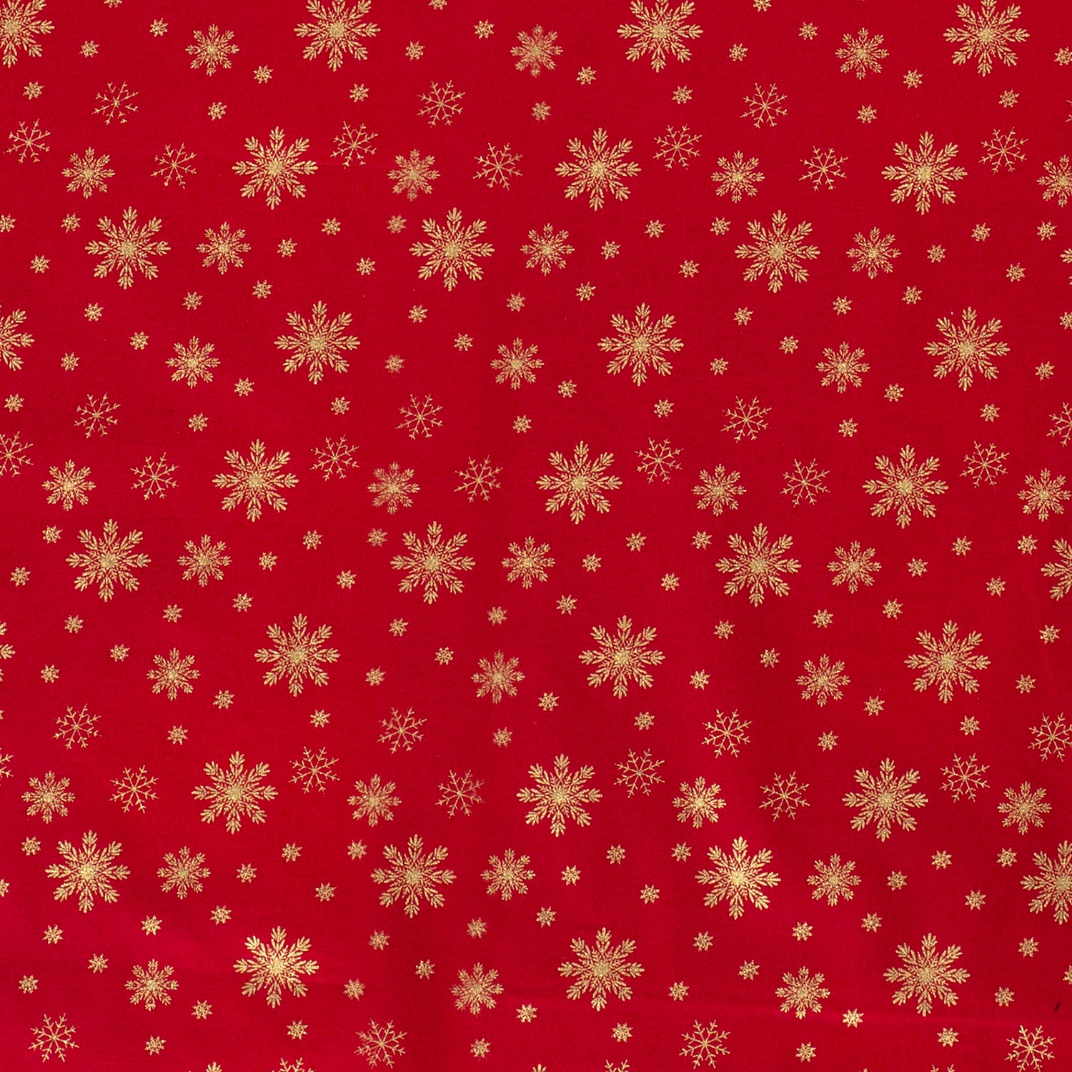 Bio Baumwolle Weihnachten Goldene Schneeflocken auf Rot